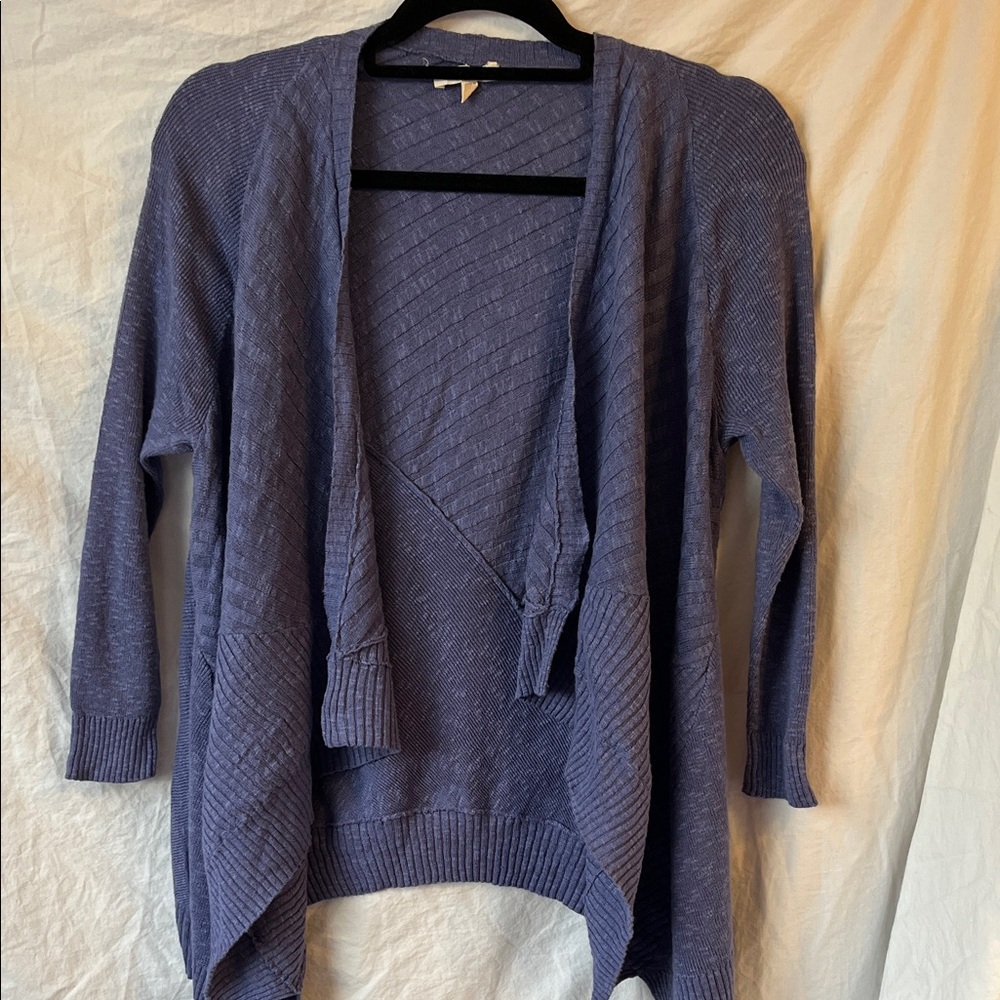 Eileen Fisher Purple Open-Front Cardigan Linen/Cotton Size XS